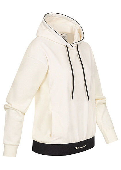 Champion Dames Hoodie met contrasterende strepen en logo-opdruk lichtgrijs zwart