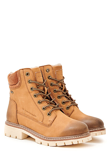 Tom Tailor Dames Winterlaarzen met rits en veters bruin - Art.-Nr.: 22090481