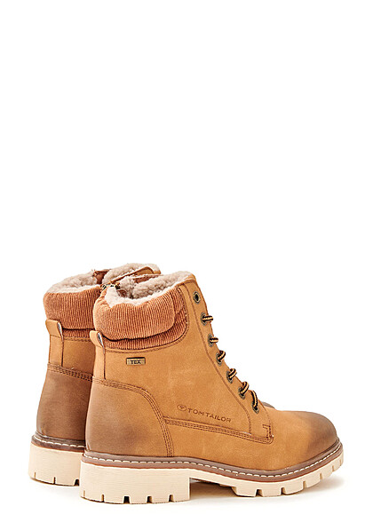 Tom Tailor Dames Winterlaarzen met rits en veters bruin