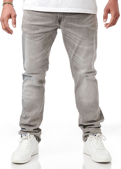 Indicode Heren Jeans Broek met 5 zakken grijs - Art.-Nr.: 22090484
