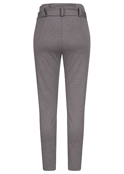 Cloud5ive Dames Stoffen broek met bindceintuur en 2 zakken donkergrijs