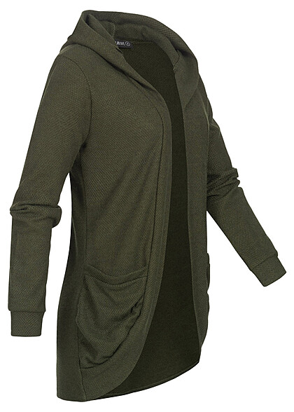 Cloud5ive Dames Basic vest met kap en 2 zakken olijfgroen