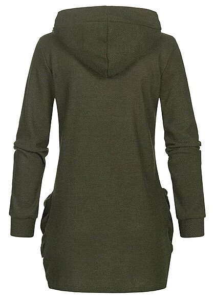 Cloud5ive Dames Basic vest met kap en 2 zakken olijfgroen