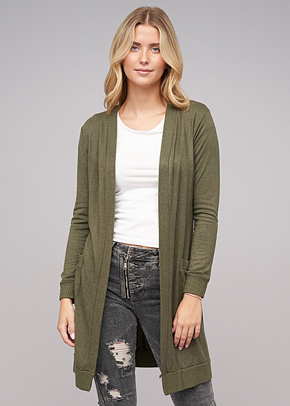 Cloud5ive Dames Viscose Vest met 2 zijzakken militair groen - Art.-Nr.: 22096346