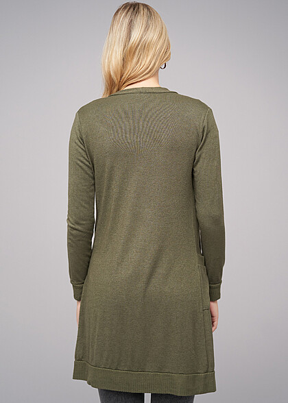 Cloud5ive Dames Viscose Vest met 2 zijzakken militair groen