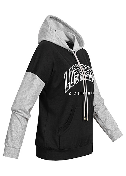 Cloud5ive Dames Hoodie met kangoeroezak en print zwart grijs