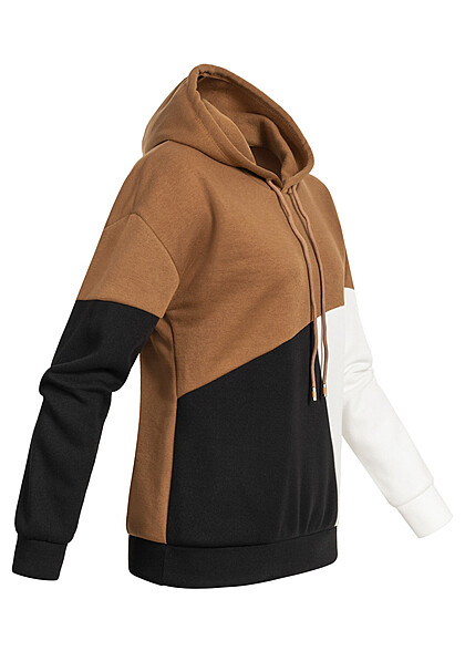 Cloud5ive Dames Hoodie met zigzagpatroon bruin wit zwart