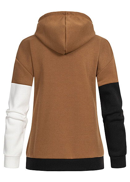 Cloud5ive Dames Hoodie met zigzagpatroon bruin wit zwart