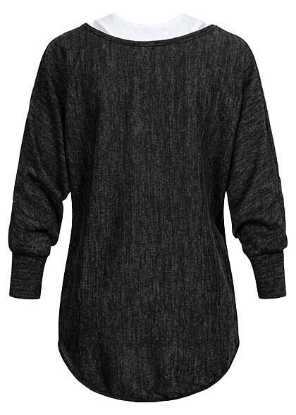 Cloud5ive Dames 2in1 Top met vleermuisvleugels zwart wit