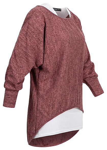 Cloud5ive Dames 2in1 Top met vleermuisvleugels rozebruin wit