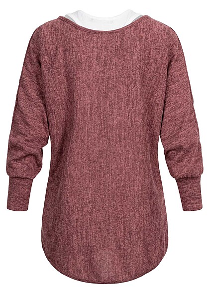 Cloud5ive Dames 2in1 Top met vleermuisvleugels rozebruin wit