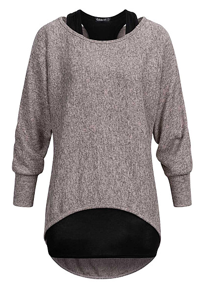 Cloud5ive Dames 2in1 Top met vleermuisvleugels roze zwart