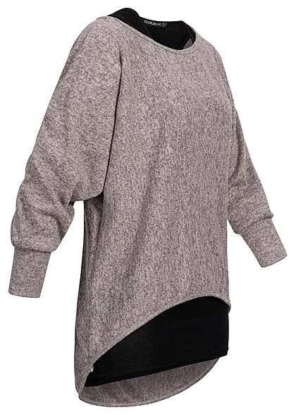 Cloud5ive Dames 2in1 Top met vleermuisvleugels roze zwart
