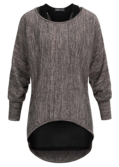 Cloud5ive Dames 2in1 Top met vleermuisvleugels bruin zwart