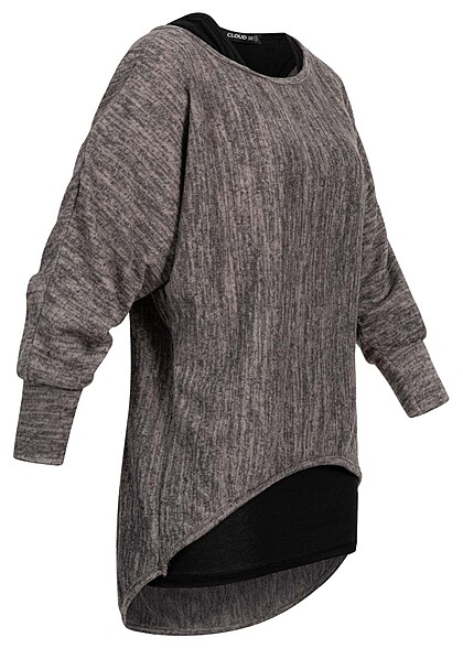 Cloud5ive Dames 2in1 Top met vleermuisvleugels bruin zwart