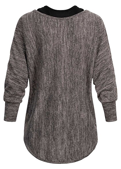 Cloud5ive Dames 2in1 Top met vleermuisvleugels bruin zwart