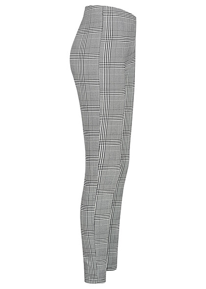 Cloud5ive Dames Viscose Broek met ruitjesmotief zwart en wit