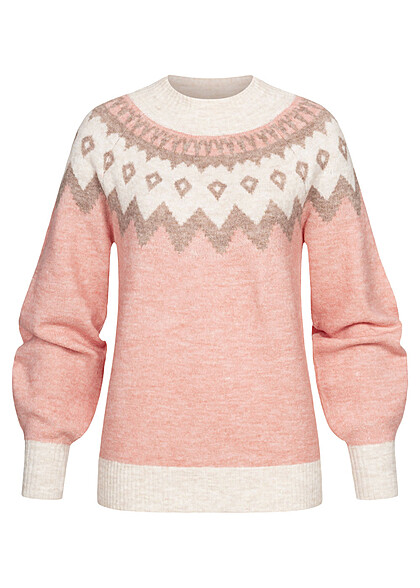 Vero Moda Dames Gebreide trui met zigzagpatroon roze - Art.-Nr.: 22100009
