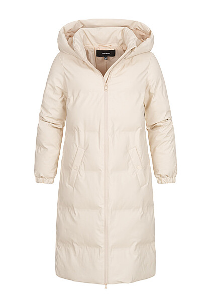 Vero Moda Dames Gewatteerde jas met kap en 2 zakken beige