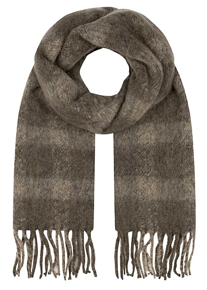 ONLY Dames Sjaal met franjes 190x35cm geruit grijs - Art.-Nr.: 22100050