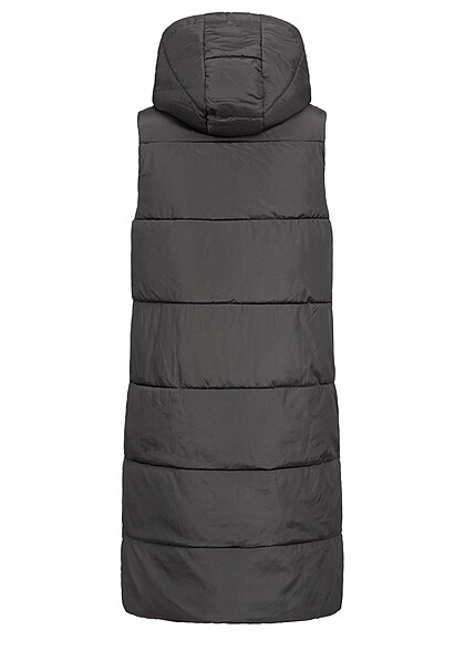 Pieces Dames Gewatteerd vest met capuchon en 2 zakken zwart