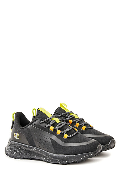 Champion Heren Low Cut Sneaker met contrasterende kleuren en dirty look zwart geel oranje - Art.-Nr.: 22100104