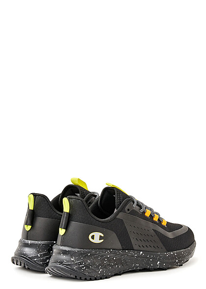 Champion Heren Low Cut Sneaker met contrasterende kleuren en dirty look zwart geel oranje