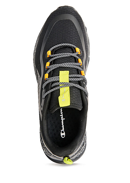 Champion Heren Low Cut Sneaker met contrasterende kleuren en dirty look zwart geel oranje