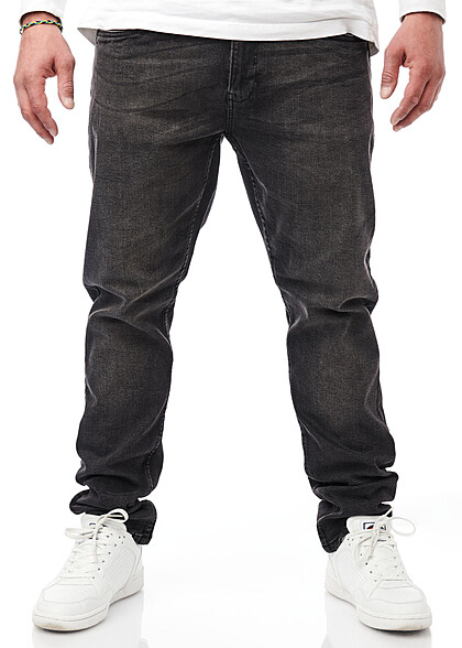 Indicode Heren Jeans Broek met 5 zakken zwart