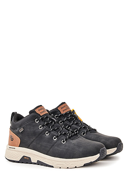 Dockers by Gerli Heren   Sneaker Mid-Cut vetersluiting zwart bruin - Art.-Nr.: 22100177