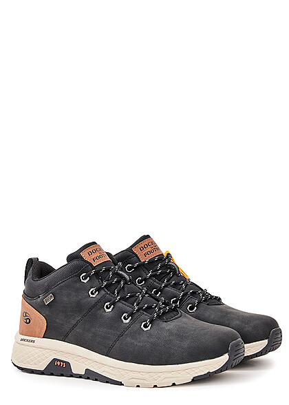 Dockers by Gerli Heren   Sneaker Mid-Cut vetersluiting zwart bruin