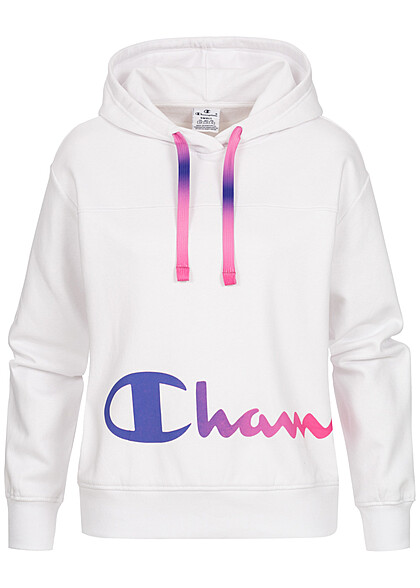Champion Dames Hoodie met veelkleurige logoprint wit - Art.-Nr.: 22100179