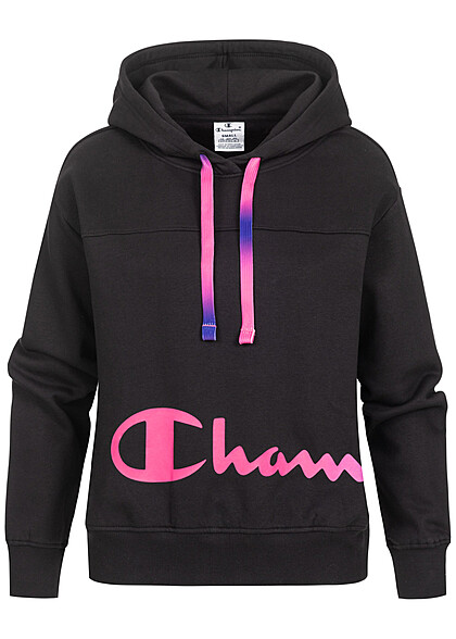 Champion Dames Hoodie met veelkleurige logoprint zwart