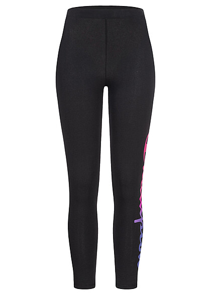Champion Damen Crop Leggings mit multicolor Logo Print schwarz