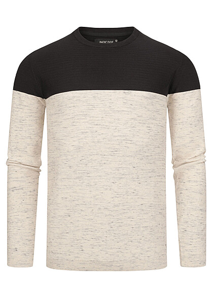 Indicode Herren 2-Tone Sweater Pullover mit Strukturstoff schwarz grau - Art.-Nr.: 22100214
