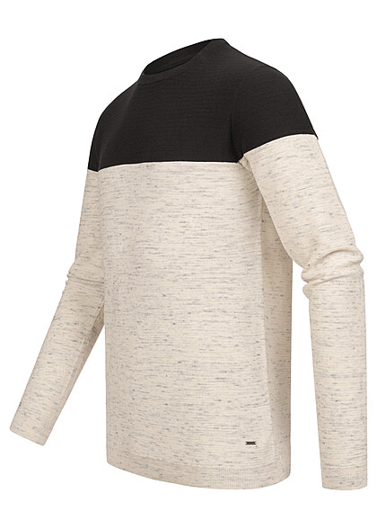 Indicode Herren 2-Tone Sweater Pullover mit Strukturstoff schwarz grau