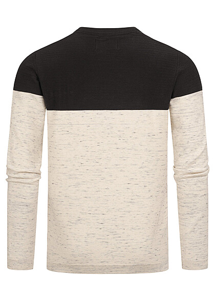 Indicode Herren 2-Tone Sweater Pullover mit Strukturstoff schwarz grau