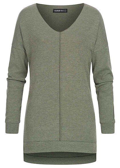 Cloud5ive Dames Oversized trui met V-hals groen