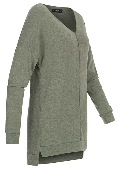 Cloud5ive Dames Oversized trui met V-hals groen