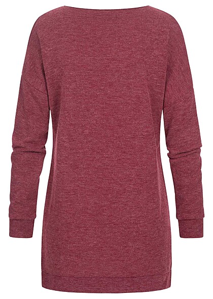 Cloud5ive Dames Oversized trui met V-hals bordeauxrood