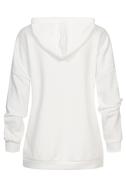 Cloud5ive Dames Hoodie met kangoeroezak en smile print zwart wit