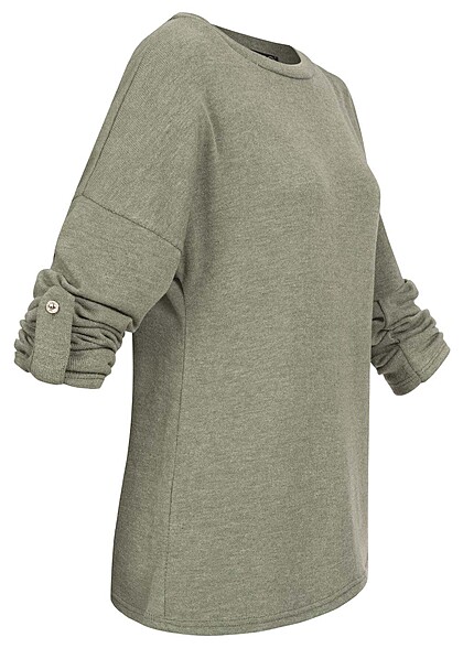 Cloud5ive Dames Turn-Up Long Sleeve Shirt met o-hals groen