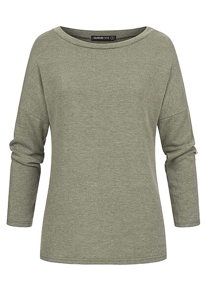Cloud5ive Dames Turn-Up Long Sleeve Shirt met o-hals groen