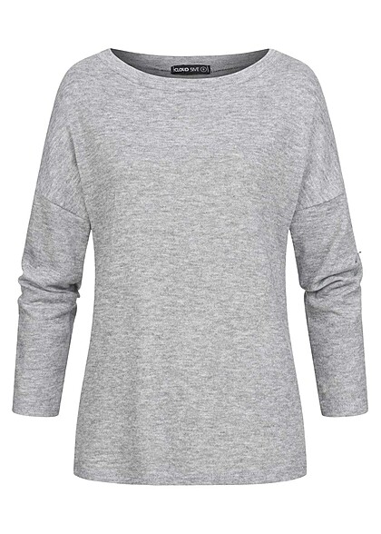 Cloud5ive Dames Turn-Up Long Sleeve Shirt met o-hals grijs