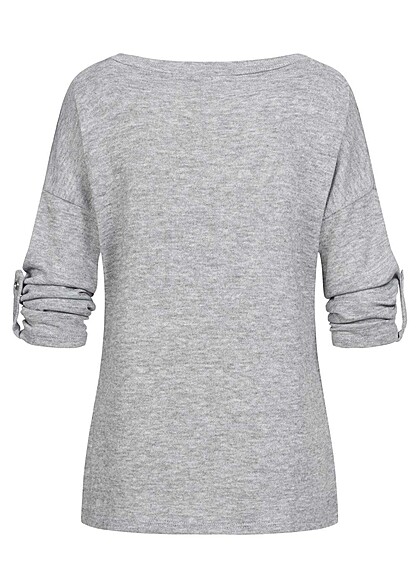 Cloud5ive Dames Turn-Up Long Sleeve Shirt met o-hals grijs