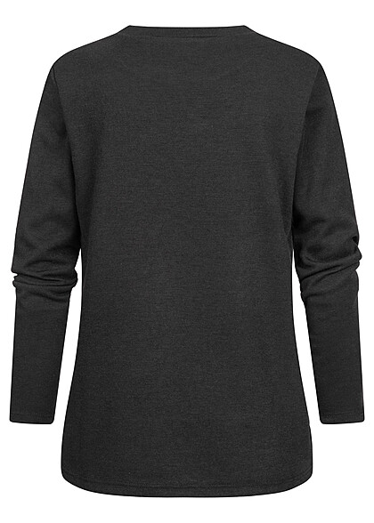 Cloud5ive Dames Shirt met lange mouwen en een knoop op de voorkant zwart