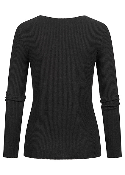 Cloud5ive Dames Longsleeve Shirt met lurex inzet en V-hals zwart