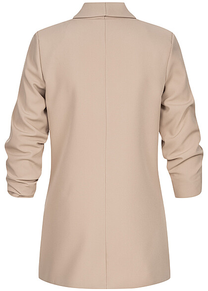 Cloud5ive Dames Blazer met gerimpelde mouwen beige