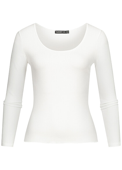 Cloud5ive Dames Shirt met lange mouwen en structuurstof wit
