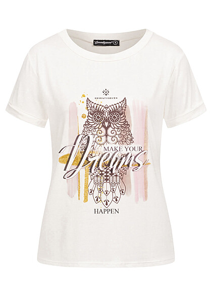 Seventyseven Lifestyle Damen T-Shirt mit Dreams Print weiss - Art.-Nr.: 22106504